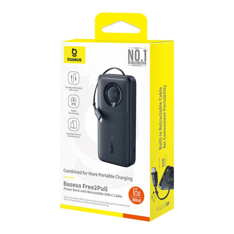 Baseus Lipow Dual-Cable Power Bank 20000mAh 22.5W - باور بانك بيسوس ليبو 20000 مللي أمبير