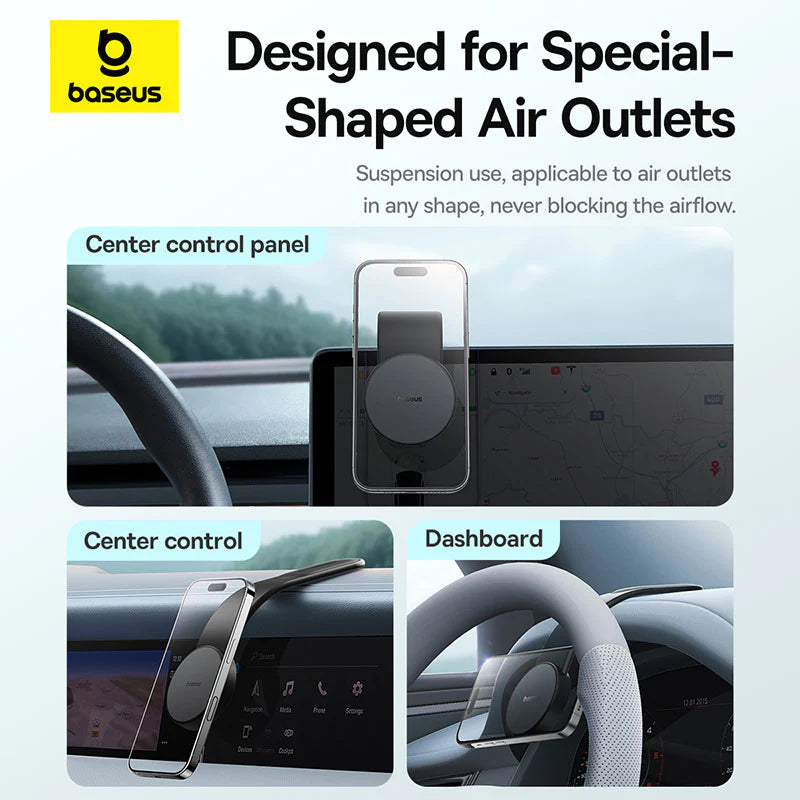 Baseus PrimeTrip C02 Air Magnetic Car Mount Stick-on Type Cluster Black | حامل هاتف سيارة بيسوس برايم تريب C02 مغناطيسي لاصق - أسود