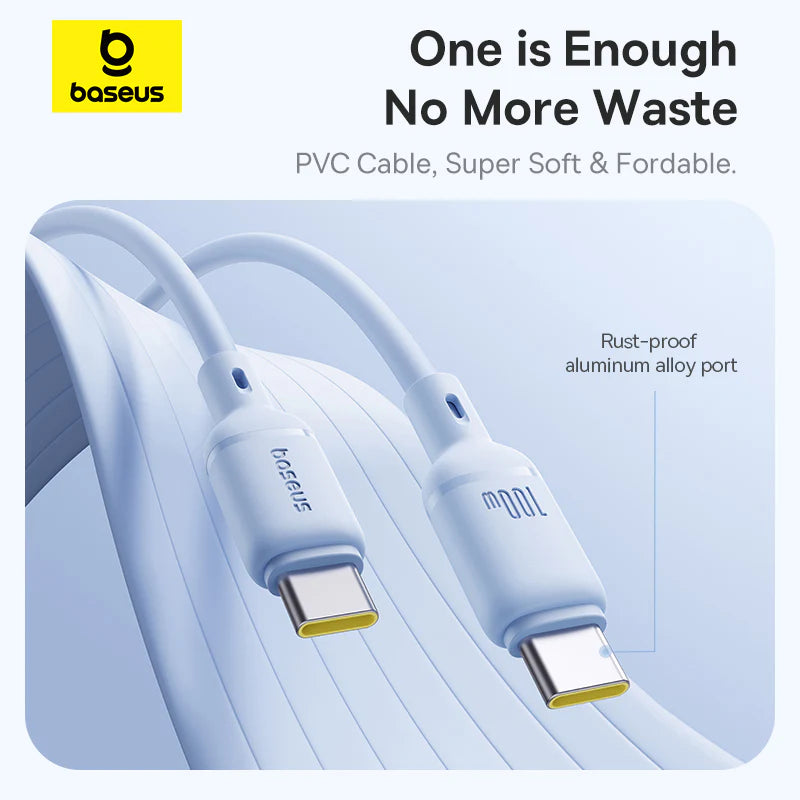 كابل Baseus Silky C-C 100W | Baseus Silky Cable C→C 100W 1m Blue