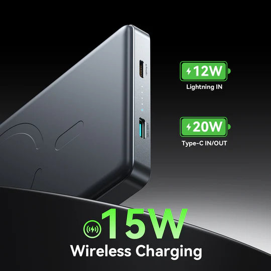 JOYROOM JR-PBM08 Bankeya Hêza Bêtêl a Metalî ya Magnetîk a Ultra Slim, 10,000mAh, Şarjkirina 20W - Gewr