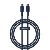 Baseus Tungsten Gold USB-C to USB-C Cable 100W 1m - Navy Blue | كابل تايب سي بيسوس تنجستن جولد شحن سريع 100 واط 1 متر - أزرق