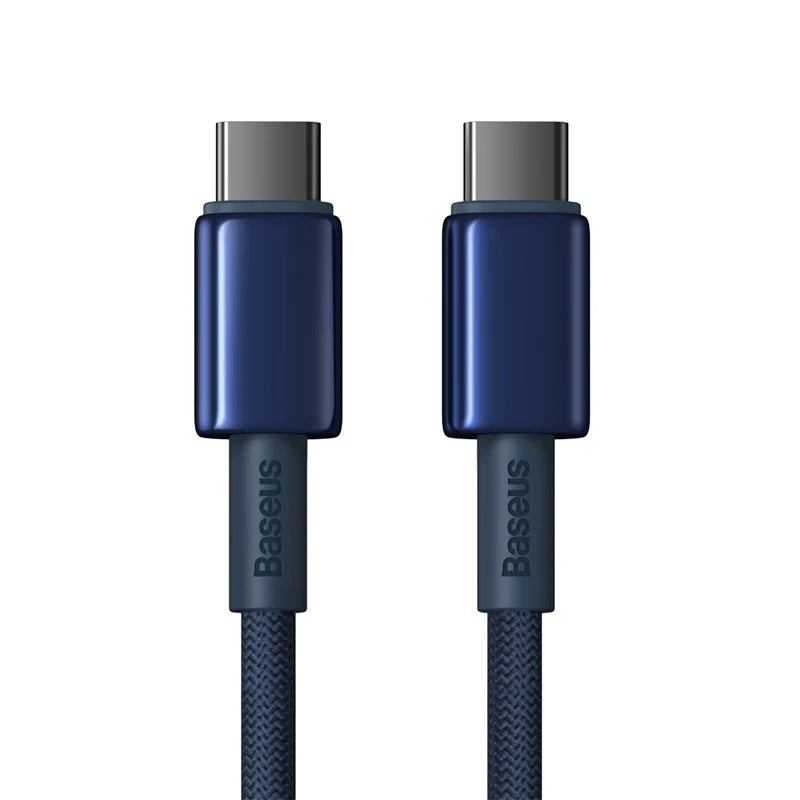 Baseus Tungsten Gold USB-C to USB-C Cable 100W 1m - Navy Blue | كابل تايب سي بيسوس تنجستن جولد شحن سريع 100 واط 1 متر - أزرق