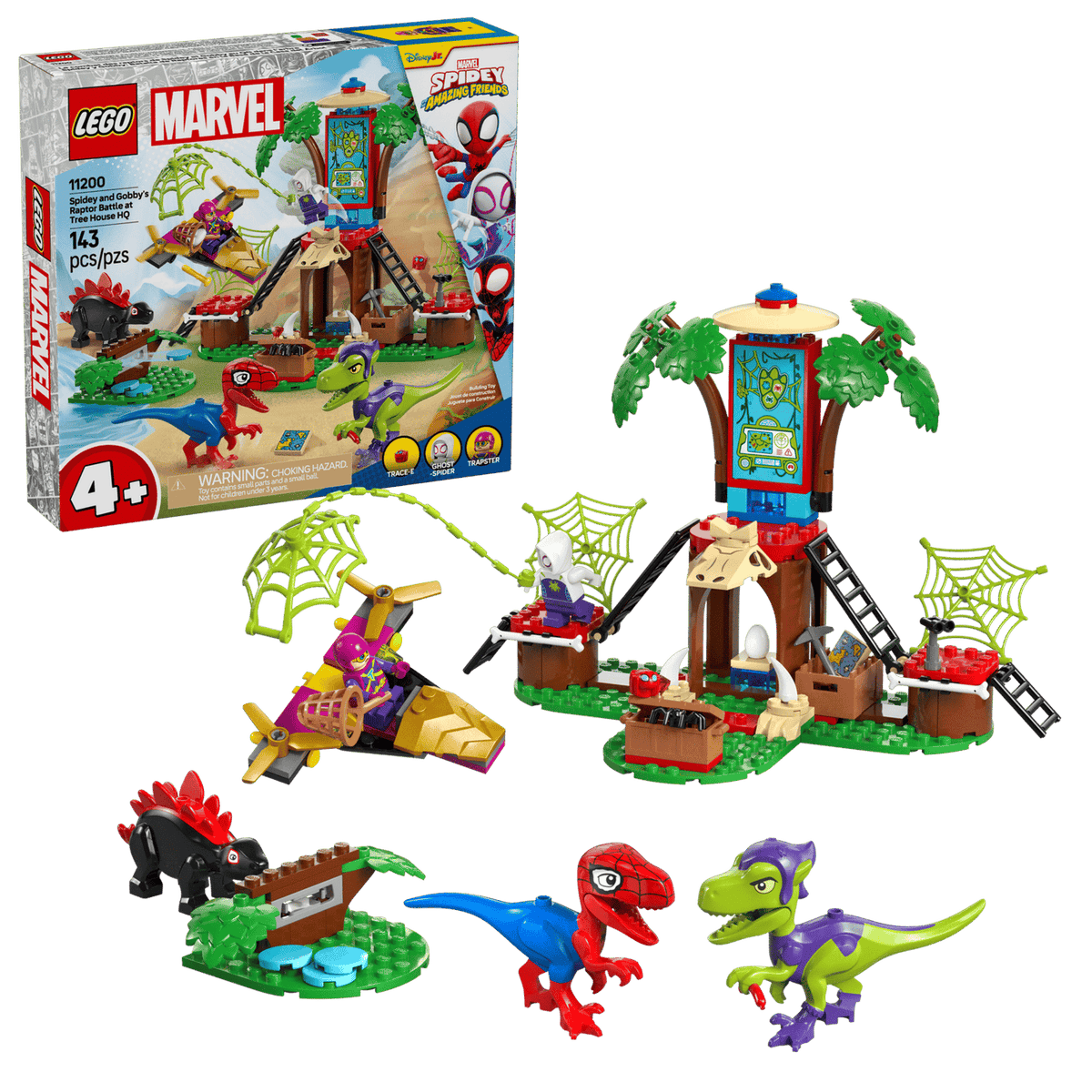 ليغو سبايدي ومعركة رابتور غوبي في مقر بيت الشجرة | LEGO Marvel Spidey and Gobby’s Raptor Battle at Tree House HQ 11200