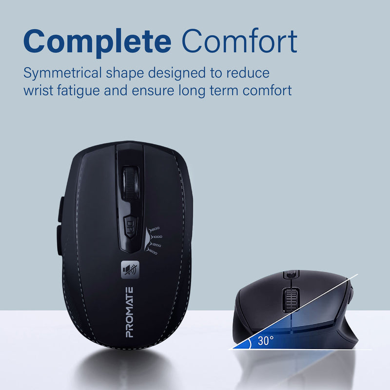 Promate Breeze Black mouse contoured side grip detail
