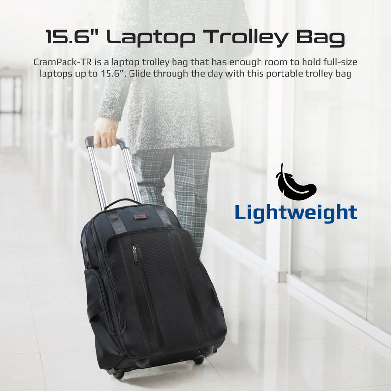Promate CramPack-TR Trolley Bag 15.6 inch Laptop Black-Angle