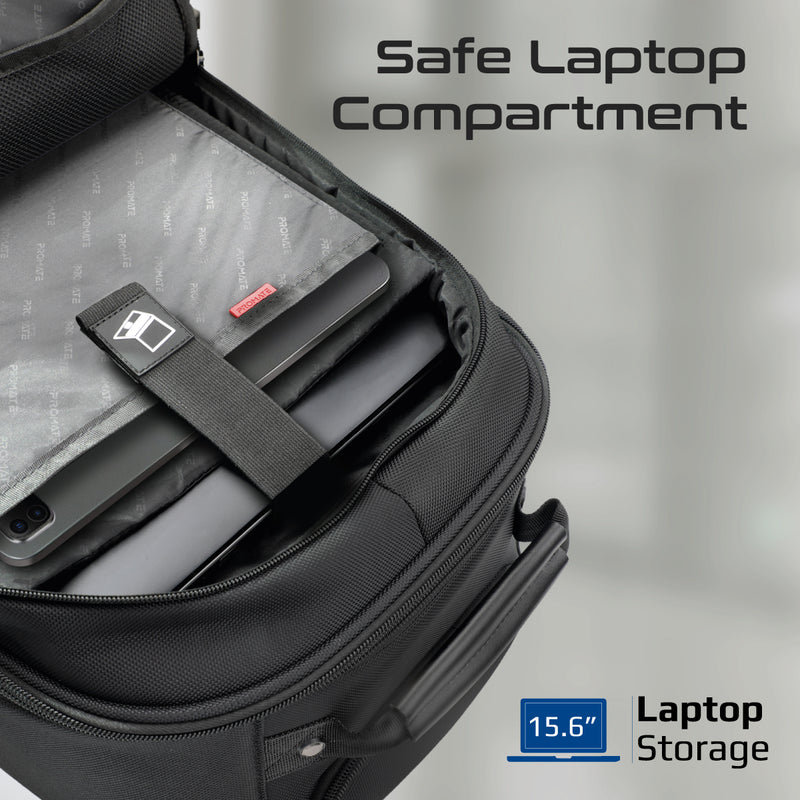 Promate CramPack-TR Trolley Bag 15.6 inch Laptop Black-Wheels