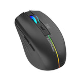 ماوس لاسلكي مريح بإضاءة RGB قابل للشحن | Promate Kitt Wireless Ergonomic Mouse with LED Rainbow Lights - أسود