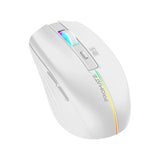 ماوس لاسلكي مريح بإضاءة RGB قابل للشحن | Promate Kitt Wireless Ergonomic Mouse with LED Rainbow Lights - أبيض