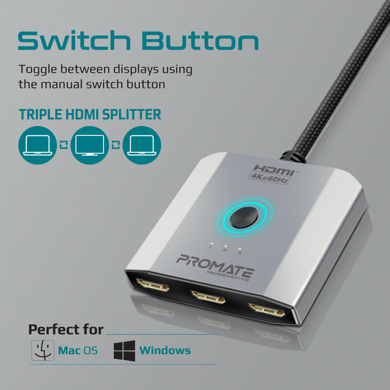 Promate MediaSwitch-H3 three HDMI inputs detail