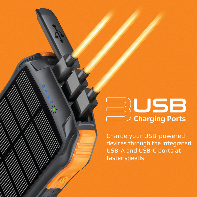 Promate SolarTank-10PDQi Solar Power Bank 10000mAh Wireless LED Torch-Angle