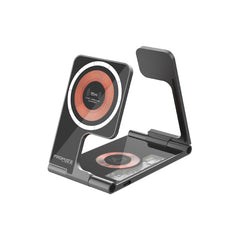 Promate AuraFold-Trio محطة شحن لاسلكي شفافة قابلة للطي 15 واط - صورة أمامية