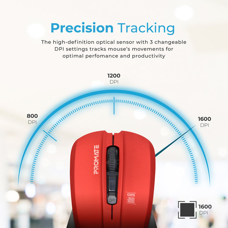 Promate Contour Red mouse thumb rest detail