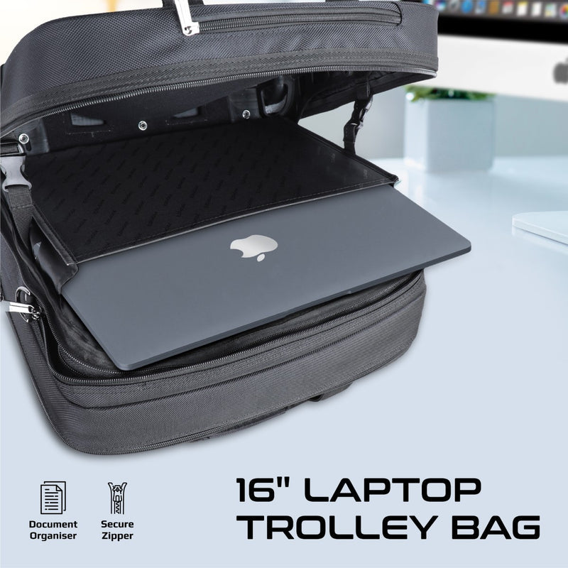 Promate Persona-TR Travel Trolley Bag 16 inch Laptop Black-Angle