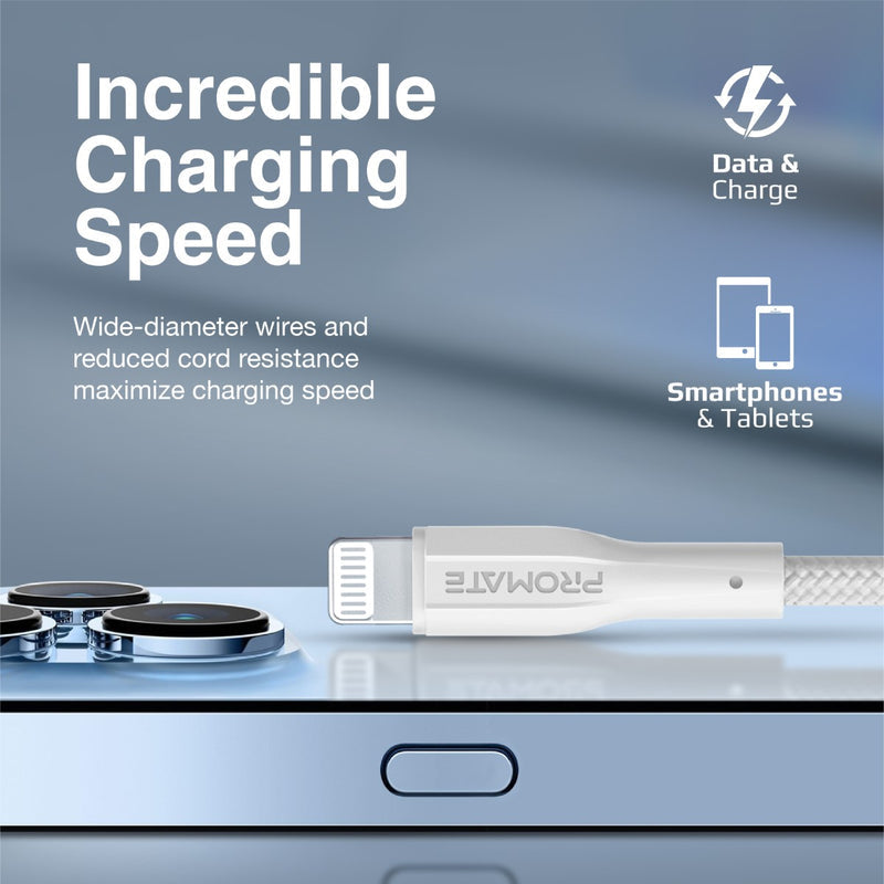Promate XCord-Ai White Lightning connector close-up