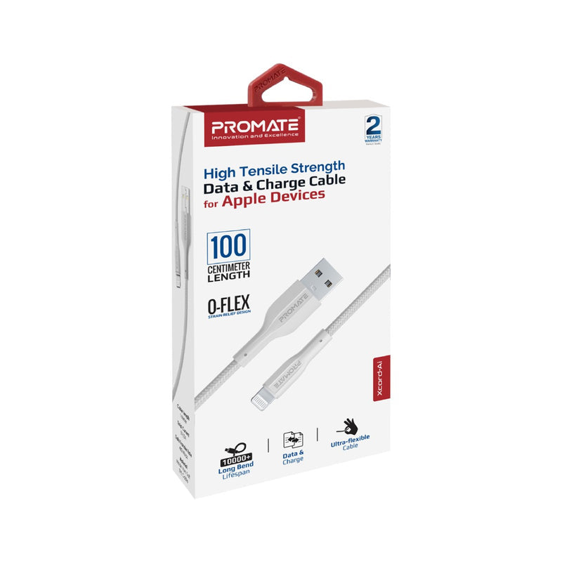 Promate XCord-Ai White high tensile strength 1m Apple cable