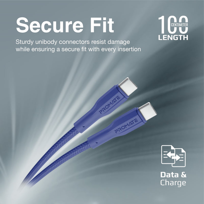 Promate XCord-CC Navy tangle-free 1m USB-C cable