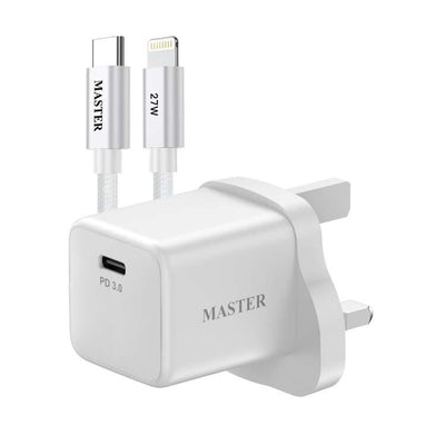 Master 25W Charger with Cable USB-C to Lightning 27W White MSCH25WCTOL27W-WH