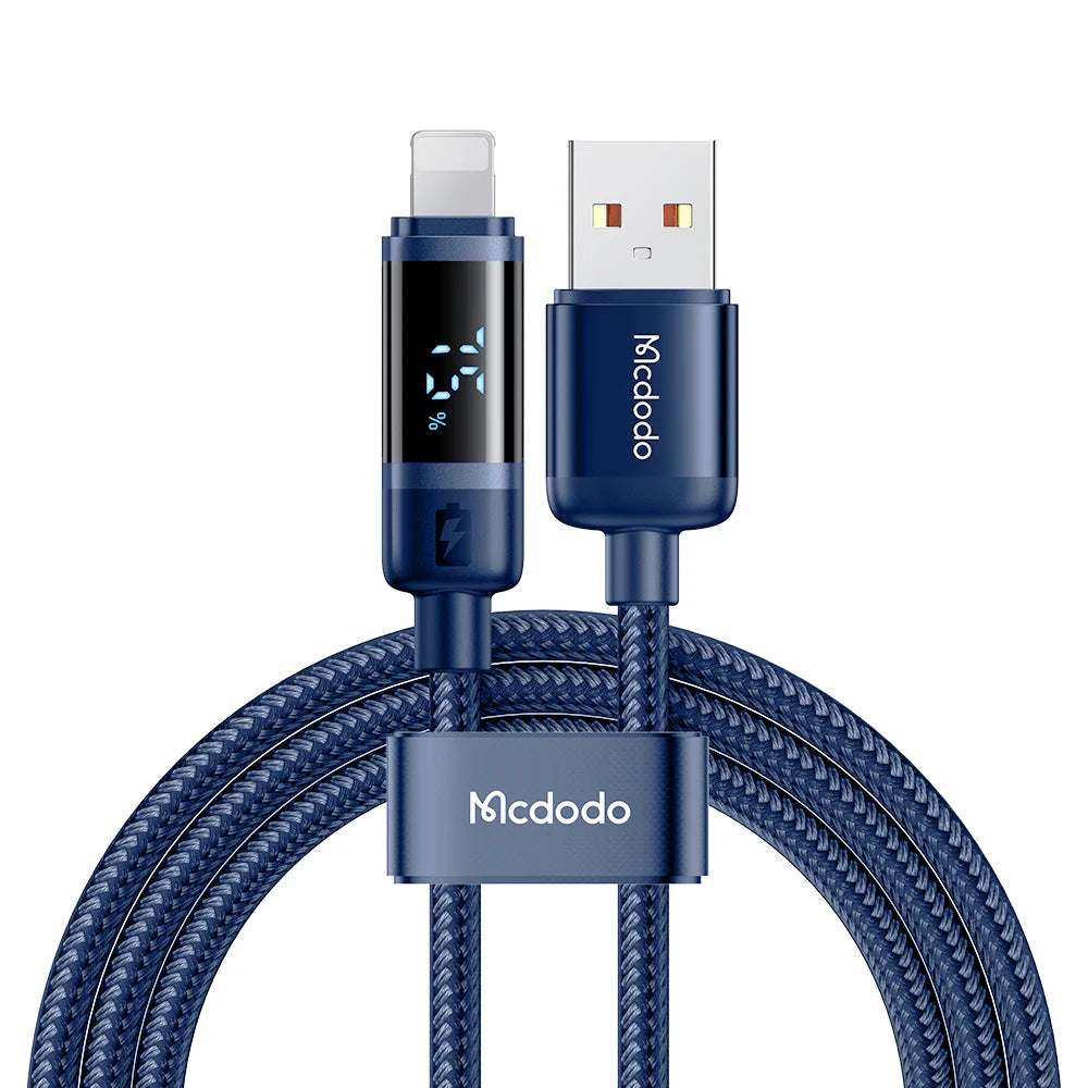 Kabloya Nîşandana Asta Bateriyê ya Mcdodo 3A ji USB bo Lightning 1.2m