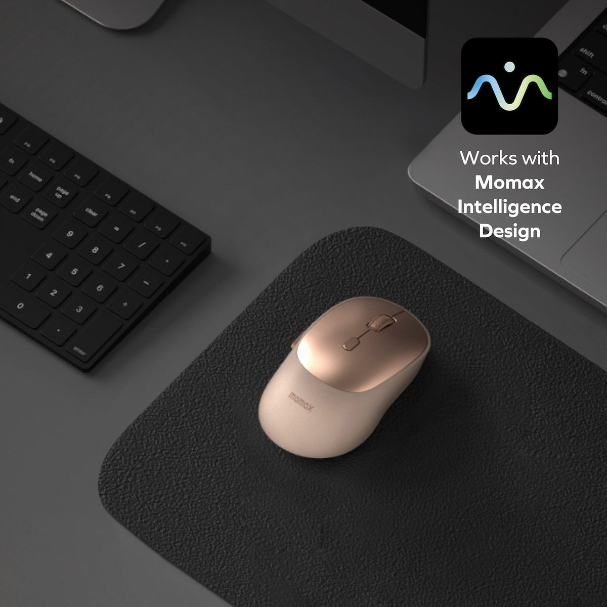Momax 1-Folio MS02L2 AI Wireless Mouse Desert Titanium - AI Buttons