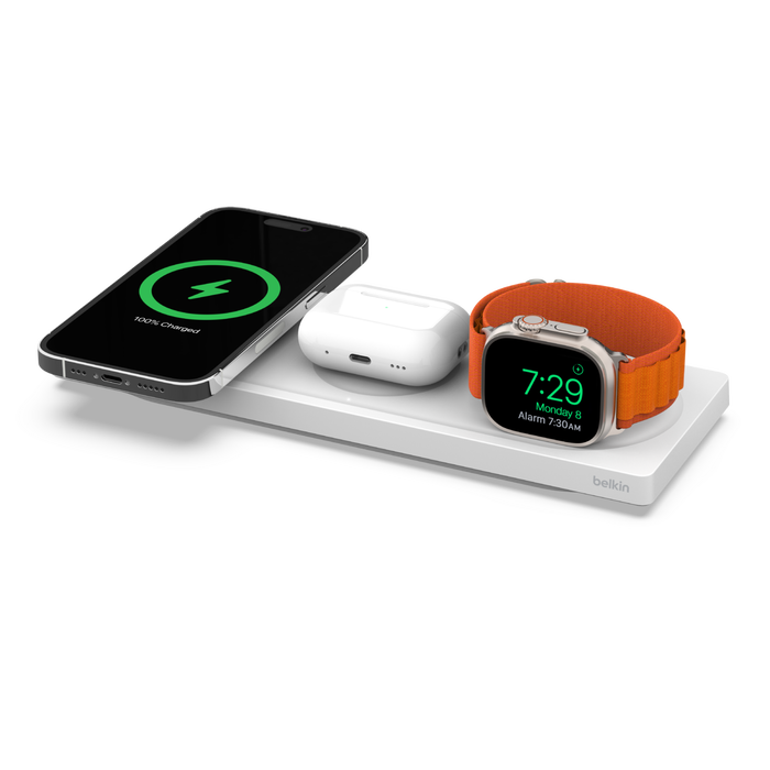 شاحن لاسلكي بيلكن 3 في 1 ماغسيف بقدرة شحن سريع 15 واط | Belkin MagSafe Charger 3 in 1 Wireless Charging Station