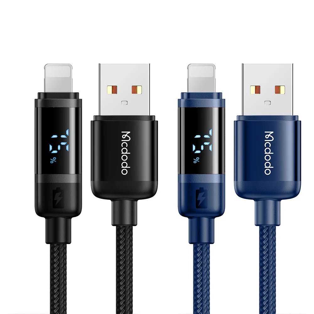 Kabloya Nîşandana Asta Bateriyê ya Mcdodo 3A ji USB bo Lightning 1.2m
