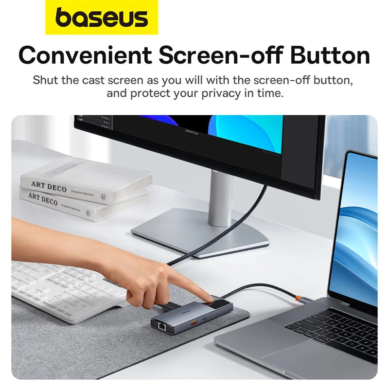 Baseus Hub Metal Gleam Series II 6 in 1 Type-C HUB HDMI 4K60HZ RJ45 Space Grey - هاب بيسوس 6 في 1 تايب سي