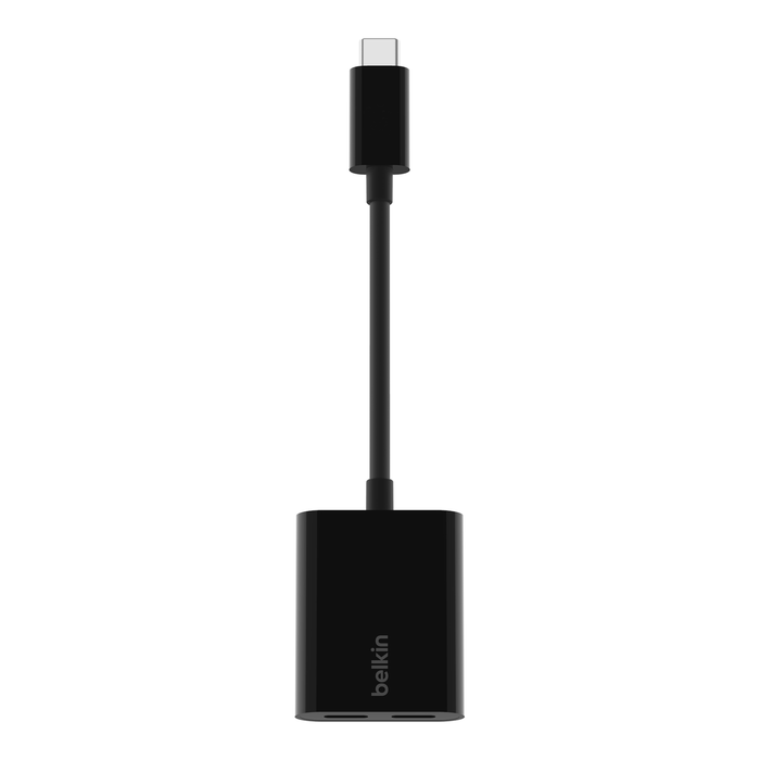 محول بيلكن من تايب سي الى تايب سي للصوت ومنفذ تايب سي بقدرة شحن 60 واط | Belkin CONNECT USB-C Audio & USB-C Charge Adapter Supports fast charging up to 60W