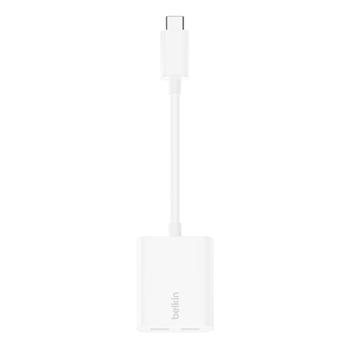 محول بيلكن من تايب سي الى تايب سي للصوت ومنفذ تايب سي بقدرة شحن 60 واط | Belkin CONNECT USB-C Audio & USB-C Charge Adapter Supports fast charging up to 60W