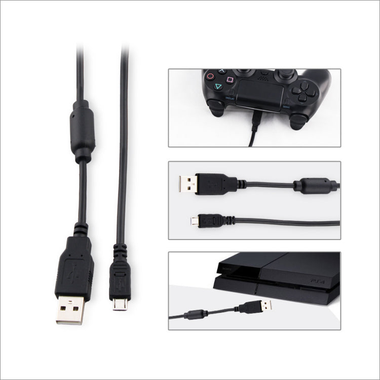 كابل شحن ومزامنة USB لأذرع PS4 Xbox PC - 2 متر - أسود | PS4 Xbox PC Controller USB Charging & Sync Cable - 2M - Black