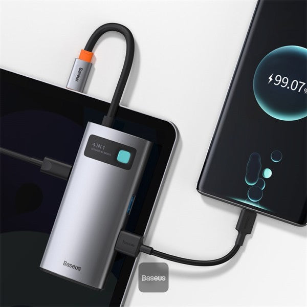 Baseus USB C Hub 4 in 1 Docking Station Adapter with 4K HDMI for MacBook Pro - محول بيسوس 4 في 1 مع HDMI 4K