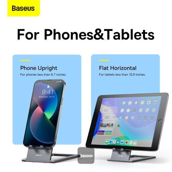 Baseus Foldable Metal Desktop Holder Grey - حامل مكتب بيسوس معدني قابل للطي رمادي