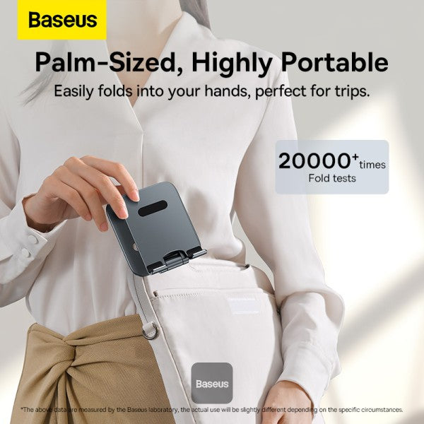 Baseus Foldable Metal Stand (Phone) Grey - حامل بيسوس معدني قابل للطي (للهاتف) رمادي