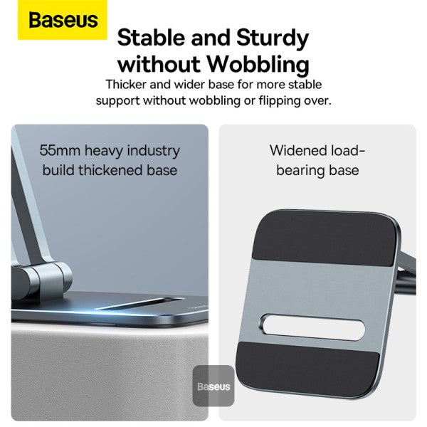 Baseus Foldable Metal Stand (Phone) Grey - حامل بيسوس معدني قابل للطي (للهاتف) رمادي