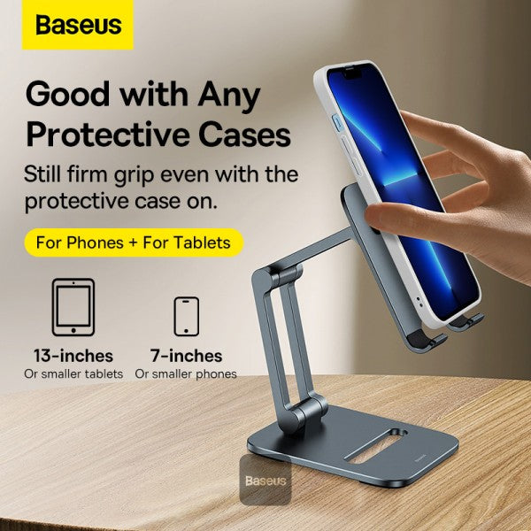 Baseus Foldable Metal Stand (Phone) Grey - حامل بيسوس معدني قابل للطي (للهاتف) رمادي