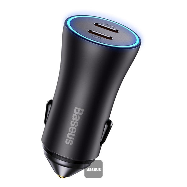 شاحن سيارة بيسوس جولدن كونتاكتور ماكس 60 واط بمنفذي USB-C وUSB-A للشحن السريع | Baseus Golden Contactor Max 60W Car Charger USB-C & USB-A Fast Charging