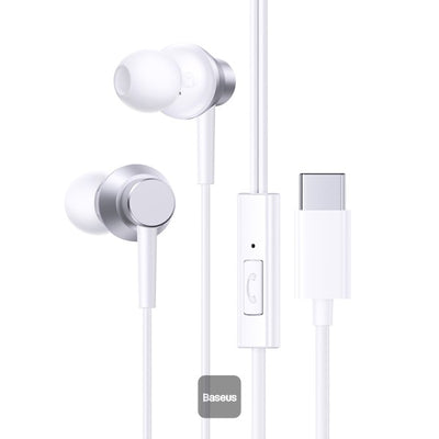 سماعات Baseus Encok CZ11 السلكية - أبيض | Baseus Encok CZ11 Wired Earphones White