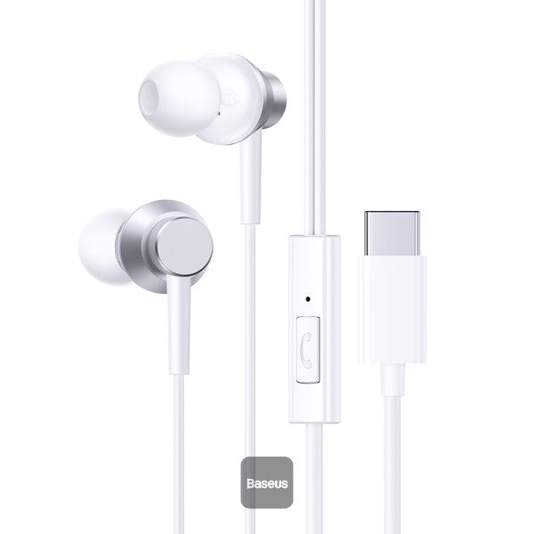 سماعات Baseus Encok CZ11 السلكية - أبيض | Baseus Encok CZ11 Wired Earphones White