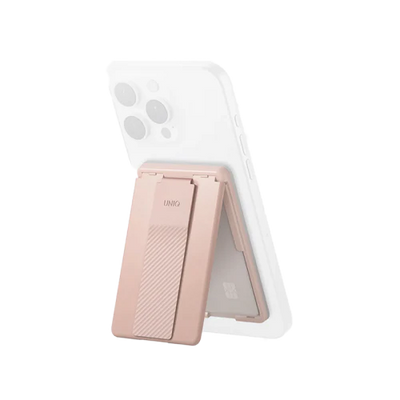 UNIQ Heldro ID magnetic card holder with FlexGrip band and stand Blush Pink