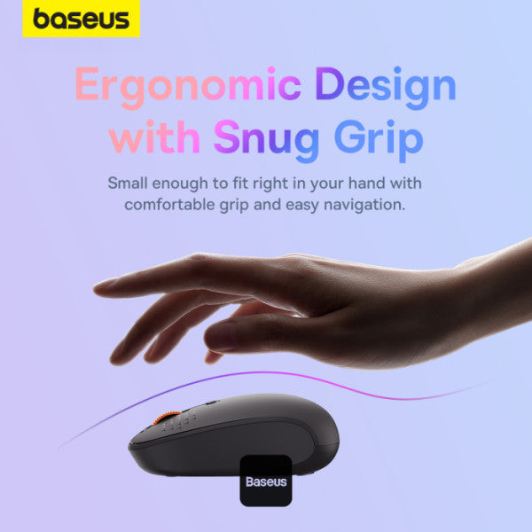 ماوس باسيوس F01B لاسلكي ثلاثي الوضع رمادي - Baseus F01B Tri-Mode Wireless Mouse Gray