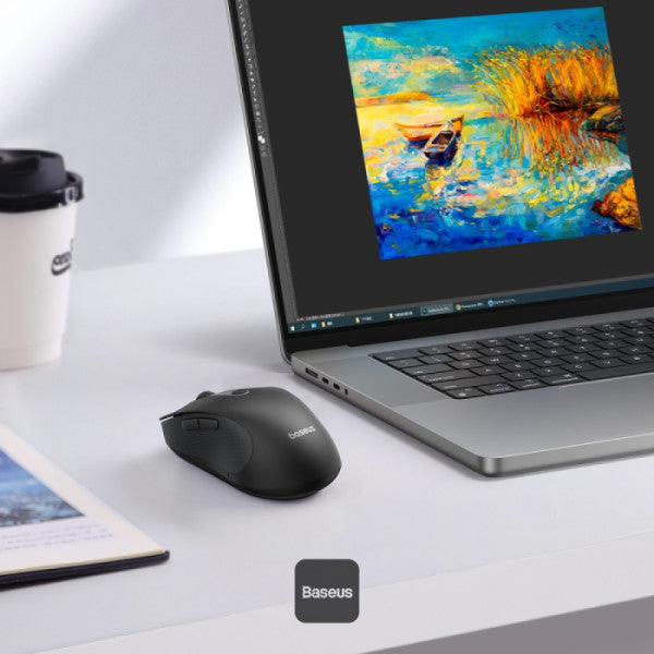 Baseus F02 Wireless Mouse (No Battery) Black - ماوس بيسوس F02 لاسلكي بدون بطارية أسود
