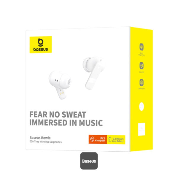 سماعات بيسوس بوي E20 لاسلكية TWS بيضاء | Baseus Bowie E20 TWS Earphones White