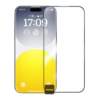 واقي شاشة بيسوس سافاير 9H زجاج مقسى لآيفون 15 برو ماكس - Baseus Sapphire Tempered Glass Screen Protector
