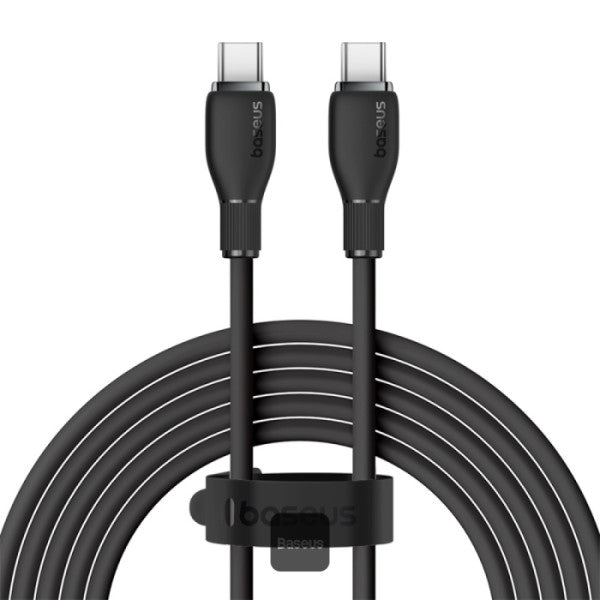 Baseus Pudding Series Fast Charging Cable Type-C to Type-C 100W 5A 2M - Black | كابل تايب سي بيسوس بودينج شحن سريع 100 واط 5 أمبير 2 متر - أسود