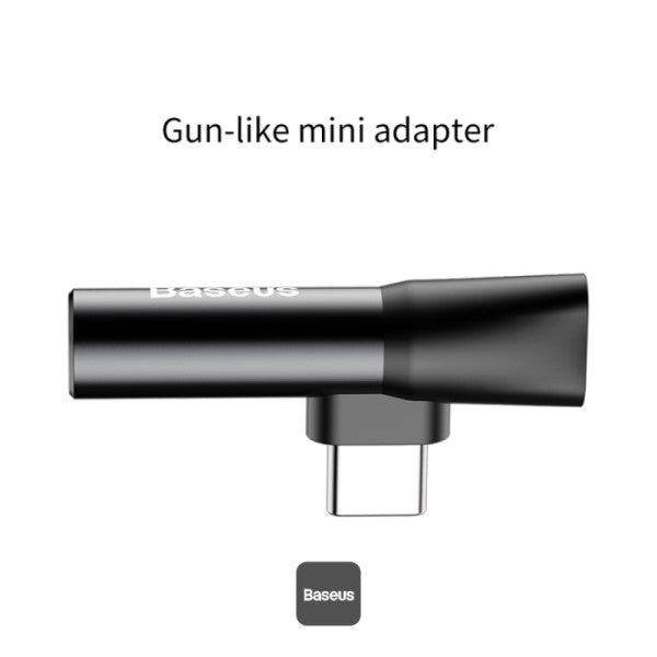 محول صوتي Baseus L41 من Type-C إلى Type-C ومنفذ 3.5 ملم (شحن + موسيقى) - أسود | Baseus L41 Audio Converter Type-C to Type-C & 3.5mm Jack Adapter (Charge + Music) - Black