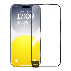 Baseus Sapphire Series Full-Coverage 9H Tempered Glass Screen Protector for iPhone 16 Pro Max Built-in Dust Filter Easy Installation Kit - Clear | واقي شاشة زجاجي بيسوس سافاير بتغطية كاملة لآيفون 16 برو ماكس