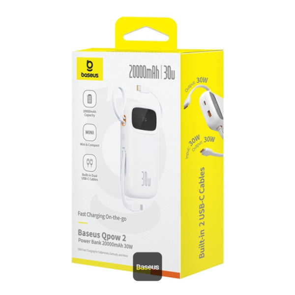 Baseus QPow2 20000mAh Power Bank 30W - بيسوس باور بانك 20000 مللي أمبير 30 واط