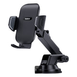 Baseus UltraControl Go Series Clamp-Type Phone Holder (Suction Cup Version) UltraStable Dashboard/Windshield Mount - Black | حامل هاتف بيسوس الترا كنترول جو بمشبك وكوب شفط للوحة القيادة والزجاج الأمامي - أسود