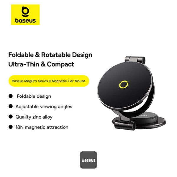 Baseus MagPro II Magnetic Car Mount Stick-on Black | حامل بيسوس ماج برو 2 مغناطيسي لاصق للسيارة أسود