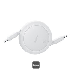 Baseus Free2Pull Mini Retractable Type-C Cable 60W Fast Charging 1M - White | كابل تايب سي قابل للسحب بيسوس فري تو بول ميني شحن سريع 60 واط 1 متر - أبيض