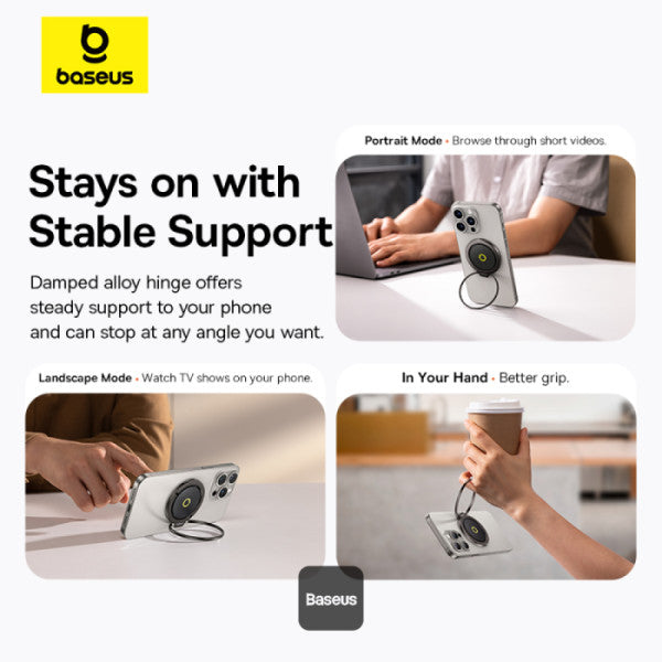 Baseus MagPro II Magnetic Ring Stand Matte Black - حلقة حامل مغناطيسي بيسوس ماج برو 2 أسود مطفي